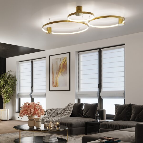 Πλαφονιέρα LED Rio, Γυαλιστερό χρυσό, 3000K, 78x87x12.5 cm