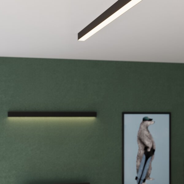 Πλαφονιέρα LED Pinne, Μαύρη, 3000K, 200x6x6 cm