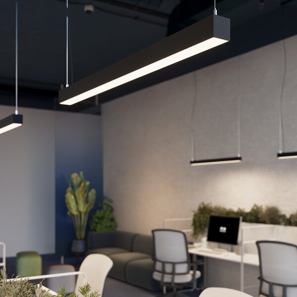 Κρεμαστό φωτιστικό LED Pinne, Μαύρο, 3000K, 200x6x150 cm