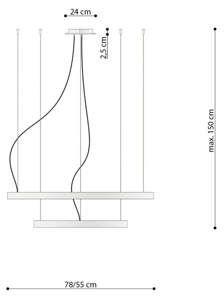 Πολυέλαιος LED Rio 2, Κόκκινος, 4000K, 78x78x150 cm