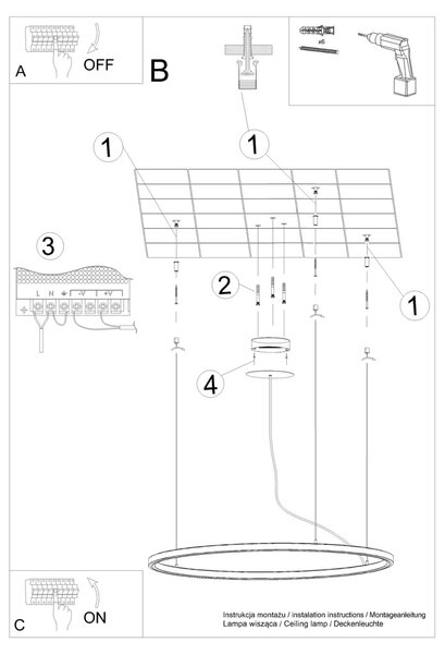 Πολυέλαιος LED Risa, Μαύρος, 3000K, 90x90x160 cm