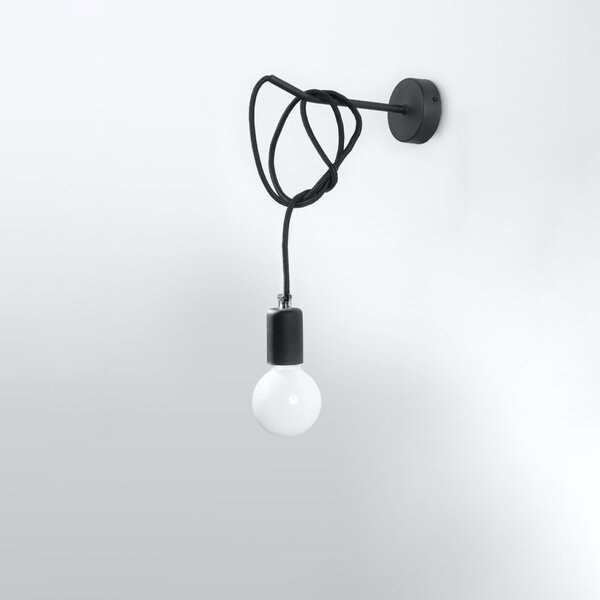 Φωτιστικό τοίχου Edison, Μαύρο, 8x23x100 cm
