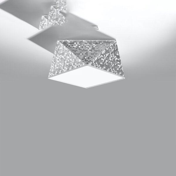 Πλαφονιέρα Hexa, Ασημί, 25x25x15 cm