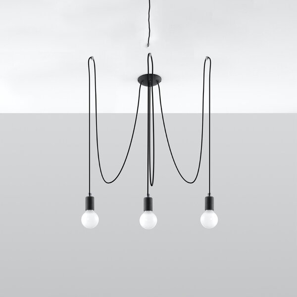 Πολυέλαιος 3 Edison, Μαύρος, 300x300x150 cm
