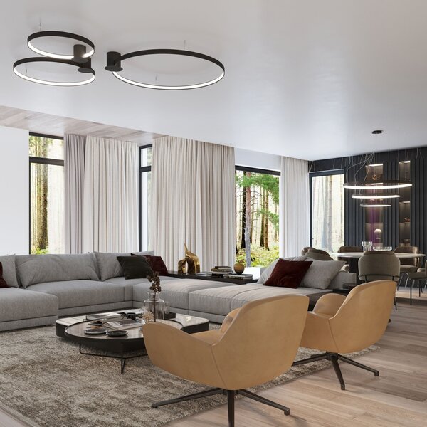 Πλαφονιέρα LED Rio, Μαύρη, 3000K, 110x118x12.5 cm