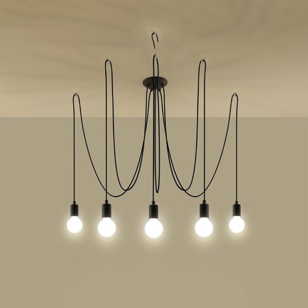 Πολυέλαιος 5 Edison, Μαύρος, 300x300x150 cm