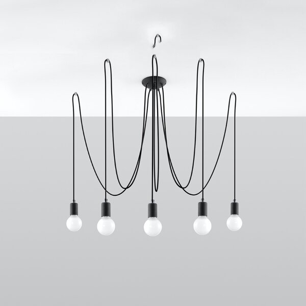 Πολυέλαιος 5 Edison, Μαύρος, 300x300x150 cm