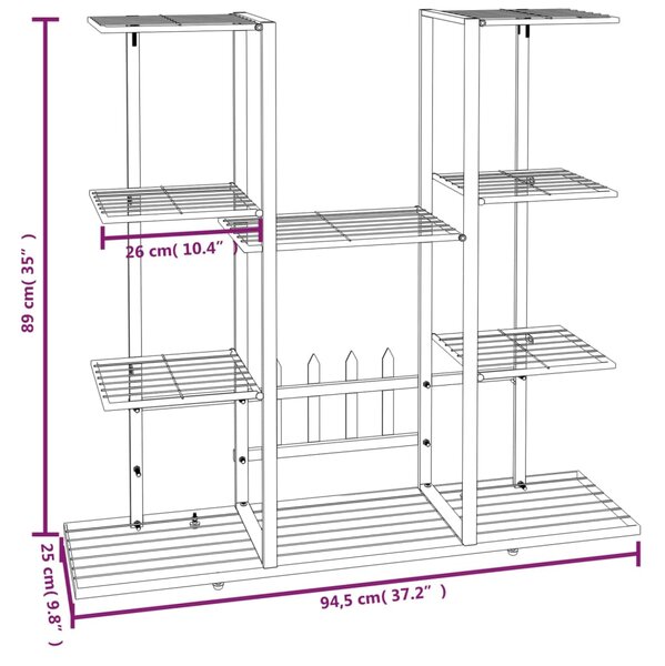 VidaXL Βάση Λουλουδιών Μαύρη 94,5 x 25 x 89 εκ. Σιδερένια