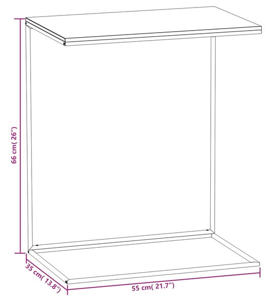 VidaXL Τραπέζι Βοηθητικό Λευκό 55 x 35 x 66 εκ. από Επεξεργασμένο Ξύλο