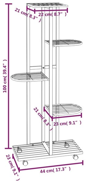 VidaXL Βάση Λουλουδιών 5 Επιπέδων με Ρόδες 83x25x103,5 εκ Λευκή Σίδερο