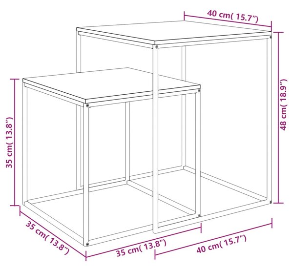 VidaXL Τραπεζάκια Σαλονιού Σετ 2 τεμ. από Επεξεργασμένο Ξύλο & Μέταλλο