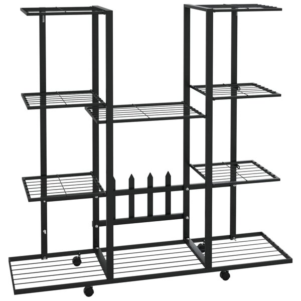 VidaXL Βάση Λουλουδιών με Ρόδες 94,5 x 24,5 x 91,5 εκ. Μαύρη Σιδερένια