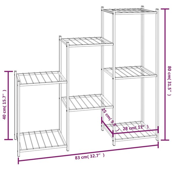 VidaXL Βάση Λουλουδιών Μαύρη 83 x 25 x 80 εκ. Σιδερένια