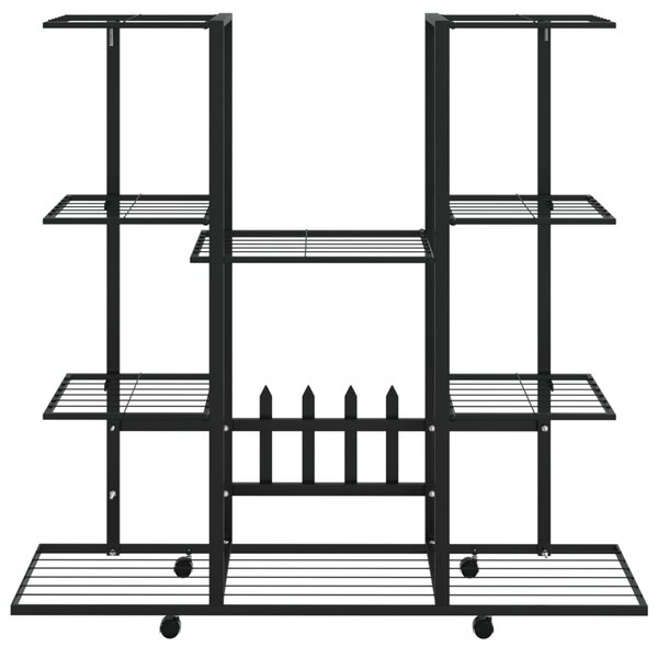 VidaXL Βάση Λουλουδιών με Ρόδες 94,5 x 24,5 x 91,5 εκ. Μαύρη Σιδερένια