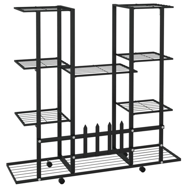 VidaXL Βάση Λουλουδιών με Ρόδες 94,5 x 24,5 x 91,5 εκ. Μαύρη Σιδερένια