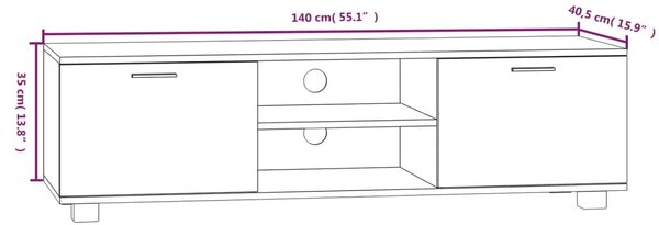 VidaXL Έπιπλο Τηλεόρασης Μαύρο 140 x 40,5 x 35 εκ. Επεξεργασμένο Ξύλο