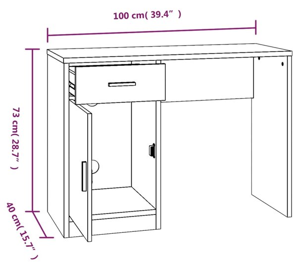 VidaXL Γραφείο με Συρτάρι & Ντουλάπι Γκρι Sonoma 100x40x73 εκ. Επ.Ξύλο