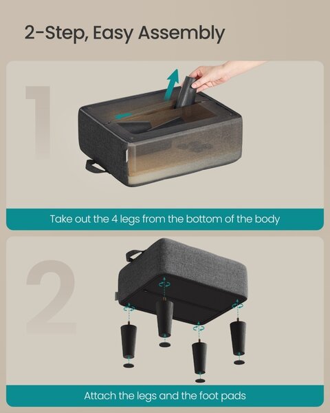 Σκαμπό οθωμανικού τύπου Maceo, Γκρι, 40x32x26 cm