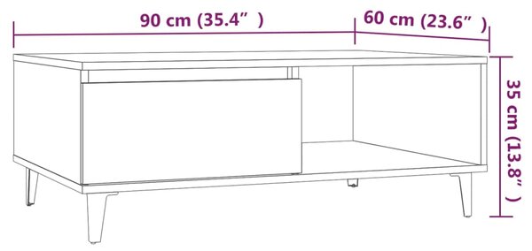 VidaXL Τραπεζάκι Σαλονιού Καπνιστή Δρυς 90x60x35 εκ. από Επεξ. Ξύλο