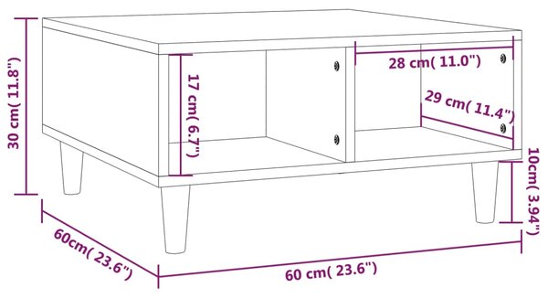 VidaXL Τραπεζάκι Σαλονιού Καπνιστή Δρυς 60x60x30 εκ. από Επεξ. Ξύλο