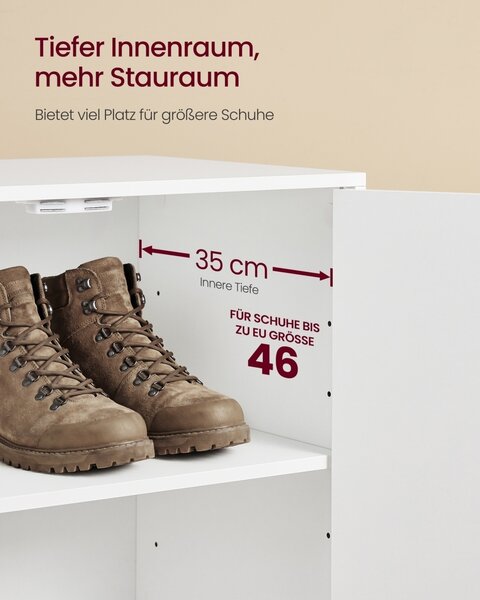 Παπουτσοθήκη Custos με 2 πόρτες, Λευκή, 60x36x90.4 cm