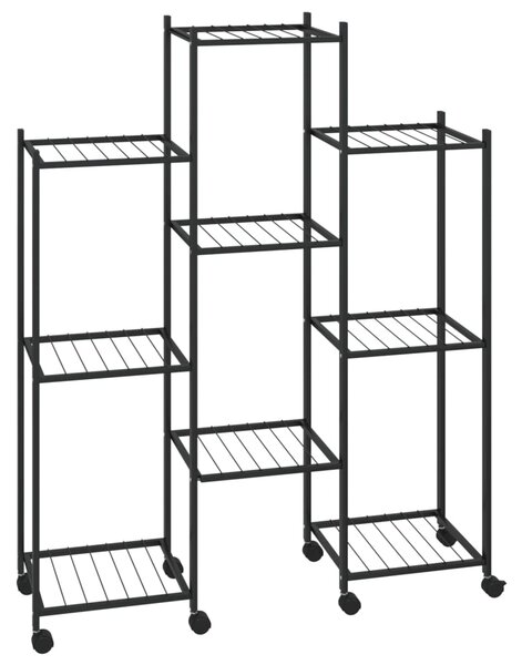 VidaXL Βάση Λουλουδιών με Ρόδες 83x25x103,5 εκ. Μαύρη Σιδερένια
