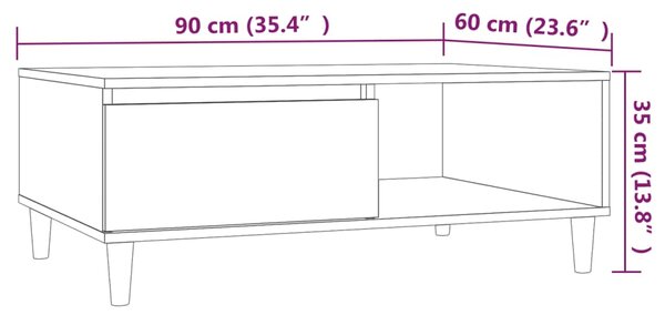 VidaXL Τραπεζάκι Σαλονιού Γκρι Sonoma 90x60x35 εκ. Επεξεργασμένο Ξύλο