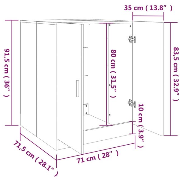 VidaXL Ντουλάπι Πλυντηρίου Γκρι Sonoma 71 x 71,5 x 91,5 εκ