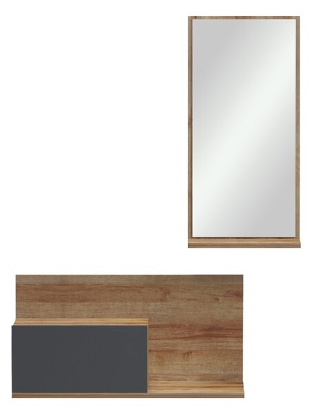 Κρεμαστό ντουλάπι με καθρέφτη, Miranda, Pako, Δρυς 60x30x89.5 cm