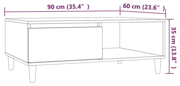 VidaXL Τραπεζάκι Σαλονιού Καφέ Δρυς 90x60x35εκ. από Επεξεργασμ. Ξύλο