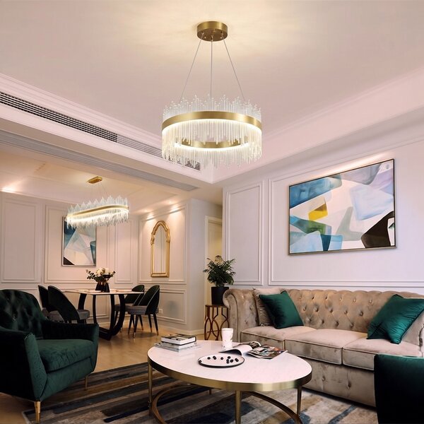 Κρεμαστό φωτιστικό LED, Crown, Pako, Χρυσό 40x40x30 cm