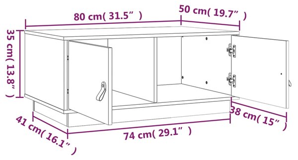 VidaXL Τραπεζάκι Σαλονιού 80 x 50 x 35 εκ. από Μασίφ Ξύλο Πεύκου