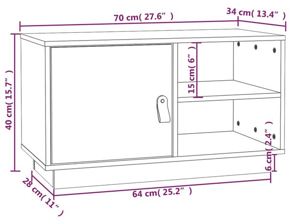 VidaXL Έπιπλο Τηλεόρασης 70x34x40 εκ. από Μασίφ Ξύλο Πεύκου