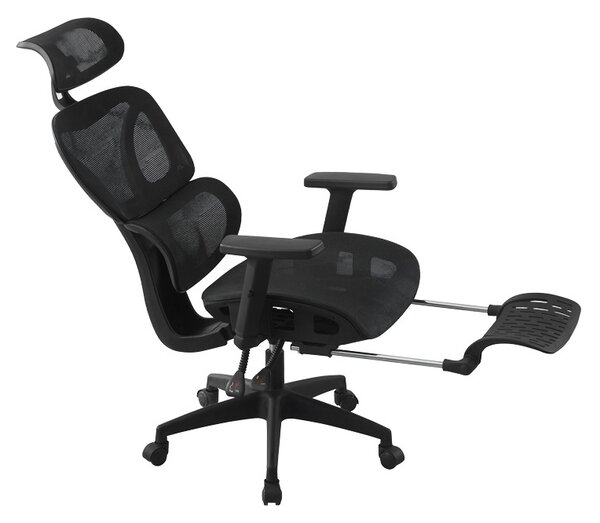 Καρέκλα γραφείου με υποπόδιο, Corus, Pako, Μαύρο 62x69x135 cm