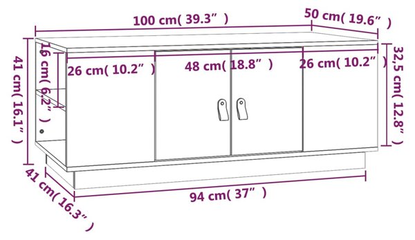 VidaXL Τραπεζάκι Σαλονιού 100 x 50 x 41 εκ. από Μασίφ Ξύλο Πεύκου