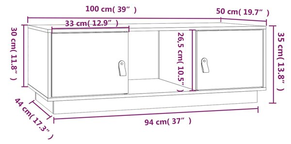 VidaXL Τραπεζάκι Σαλονιού Γκρι 100x50x35 εκ. από Μασίφ Ξύλο Πεύκου