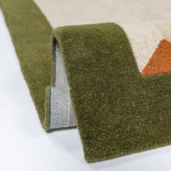 Covor traversa Apex Border Wool Verde 60x230 cm