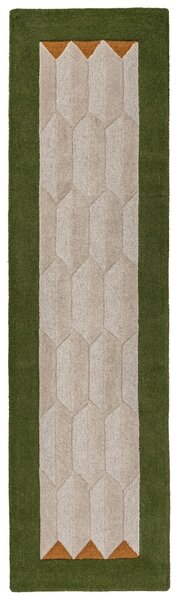 Covor traversa Apex Border Wool Verde 60x230 cm