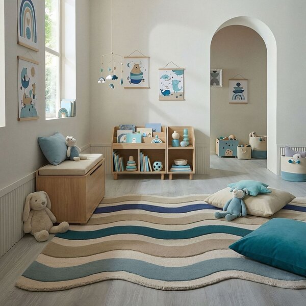 Covor Cascade Wool Albastru 140x200 cm
