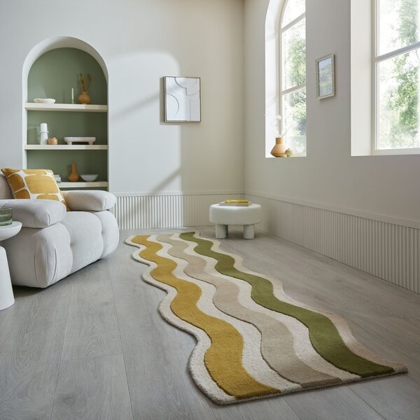 Covor traversa Cascade Wool Verde 80x300 cm