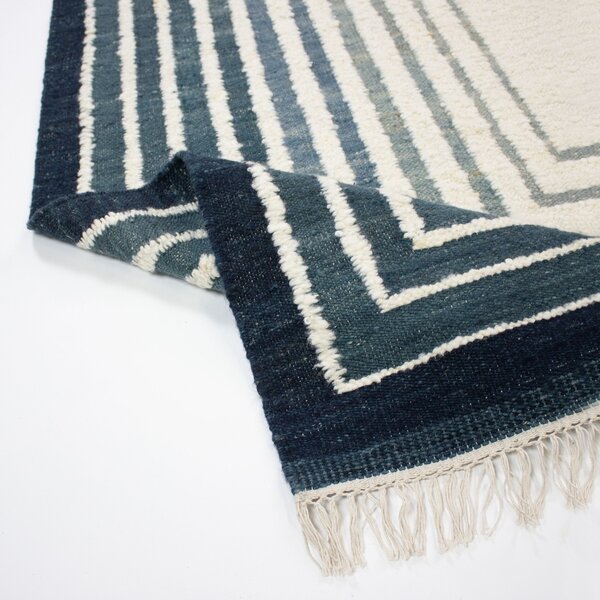 Covor Boucle Wool Frame Albastru 140x200 cm
