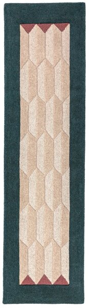 Covor traversa Apex Border Wool Turcoaz 60x230 cm