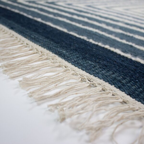 Covor Boucle Wool Frame Albastru 140x200 cm