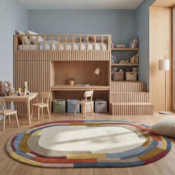 Covor oval Emryc Wool Multicolor 140x200 cm