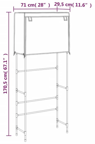 VidaXL Ραφιέρα 2 Επιπέδων για Πλυντήριο Κρεμ 71x29,5x170,5 εκ. Σίδερο