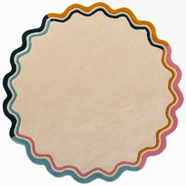 Covor rotund Leo Scallop Border Multicolor 180x180 cm