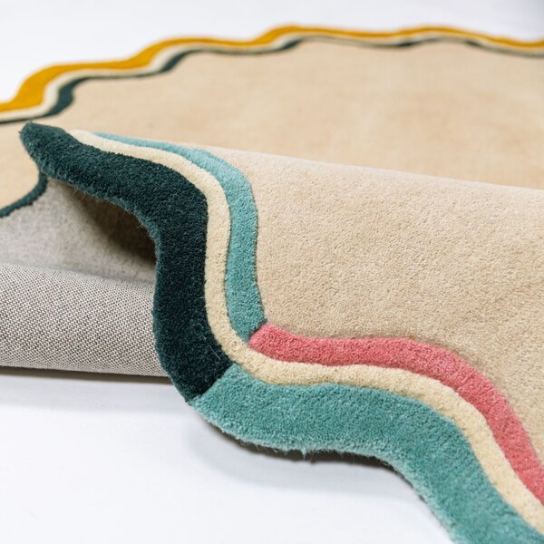Covor rotund Leo Scallop Border Multicolor 180x180 cm