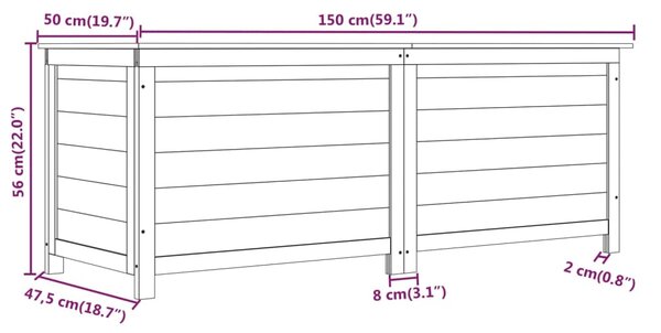 VidaXL Κουτί Μαξιλαριών Εξ. Χώρου Λευκό 150x50x56 εκ. από Μασίφ Ελάτη