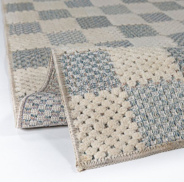Covor traversa Muted Checkerboard Albastru 80x230 cm