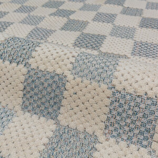Covor traversa Muted Checkerboard Albastru 80x230 cm